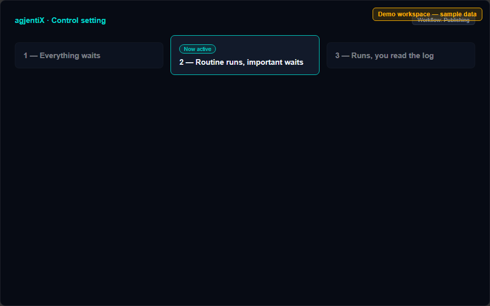 Control setting moved from position one to position two, in a demo workspace.